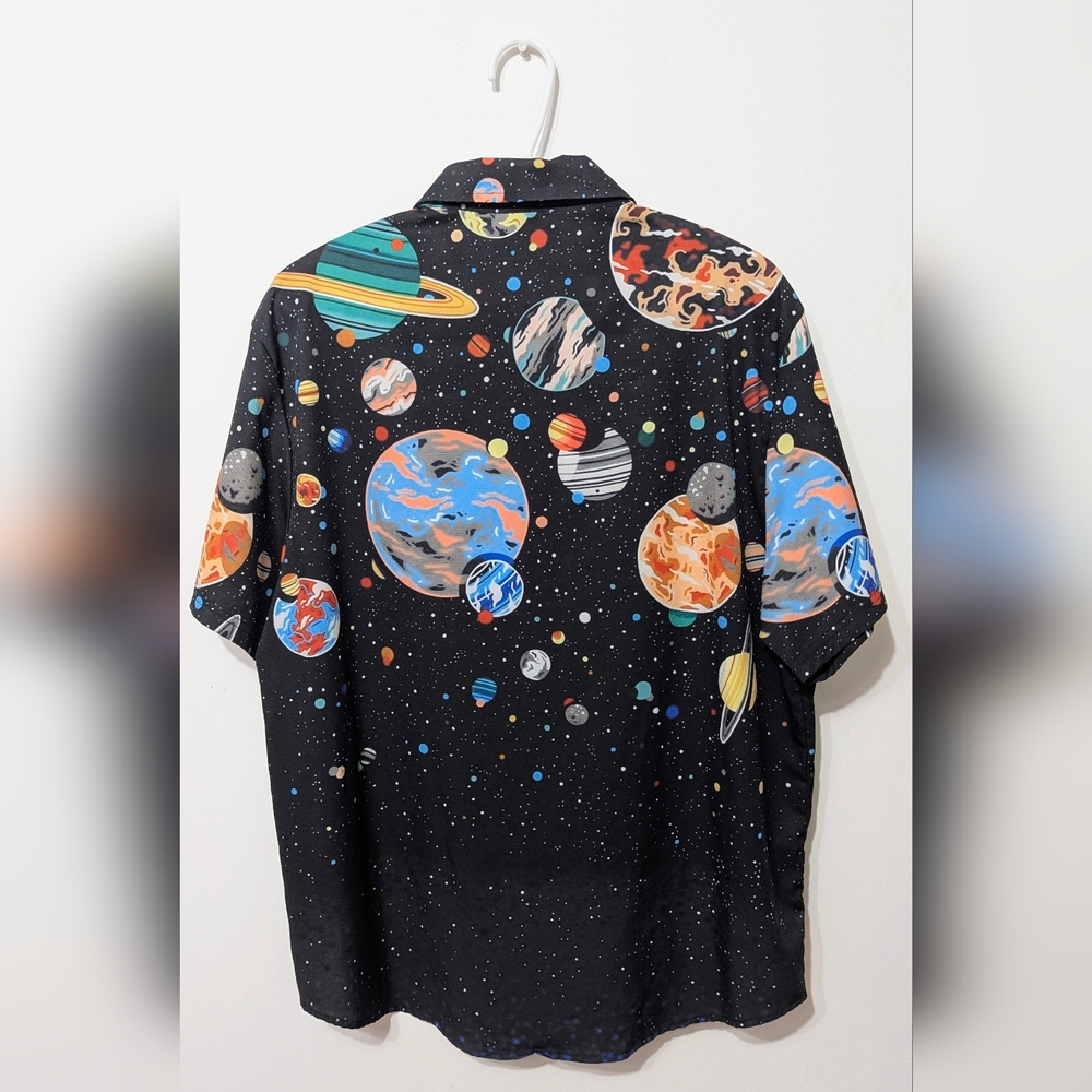 Source Unknown Black Planetary Print Men's Shirt - Picture 4 of 5